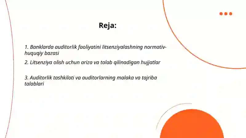 Banklarda auditorlik faolyatini litsenziyalash 2
