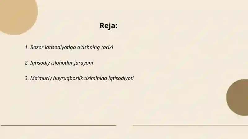 Bozor iqtisodiyotiga o'tishning tarixi 2