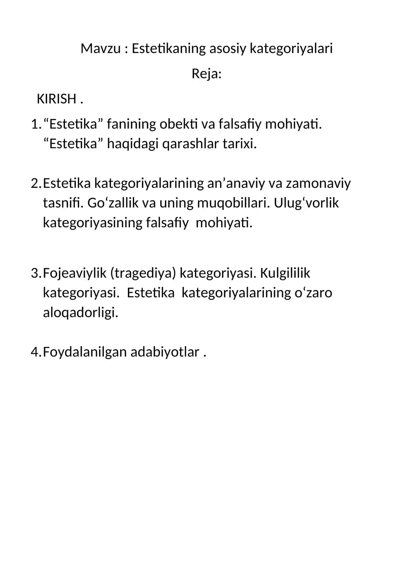 Estetikaning asosiy kategoriyalari 2