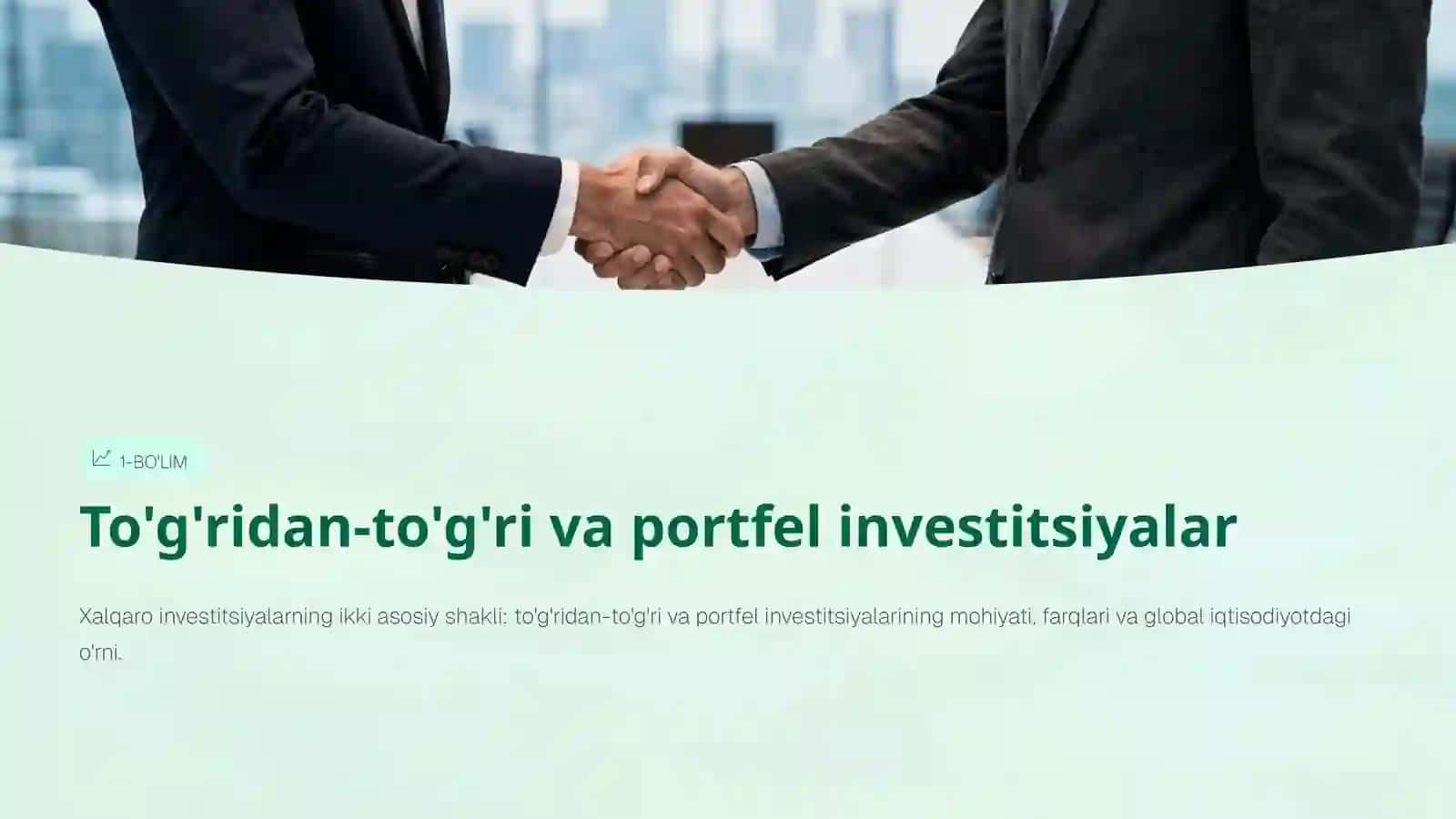 To'g'ridan-to'g'ri xorijiy investitsiyalar va xalqaro kapital harakati 2