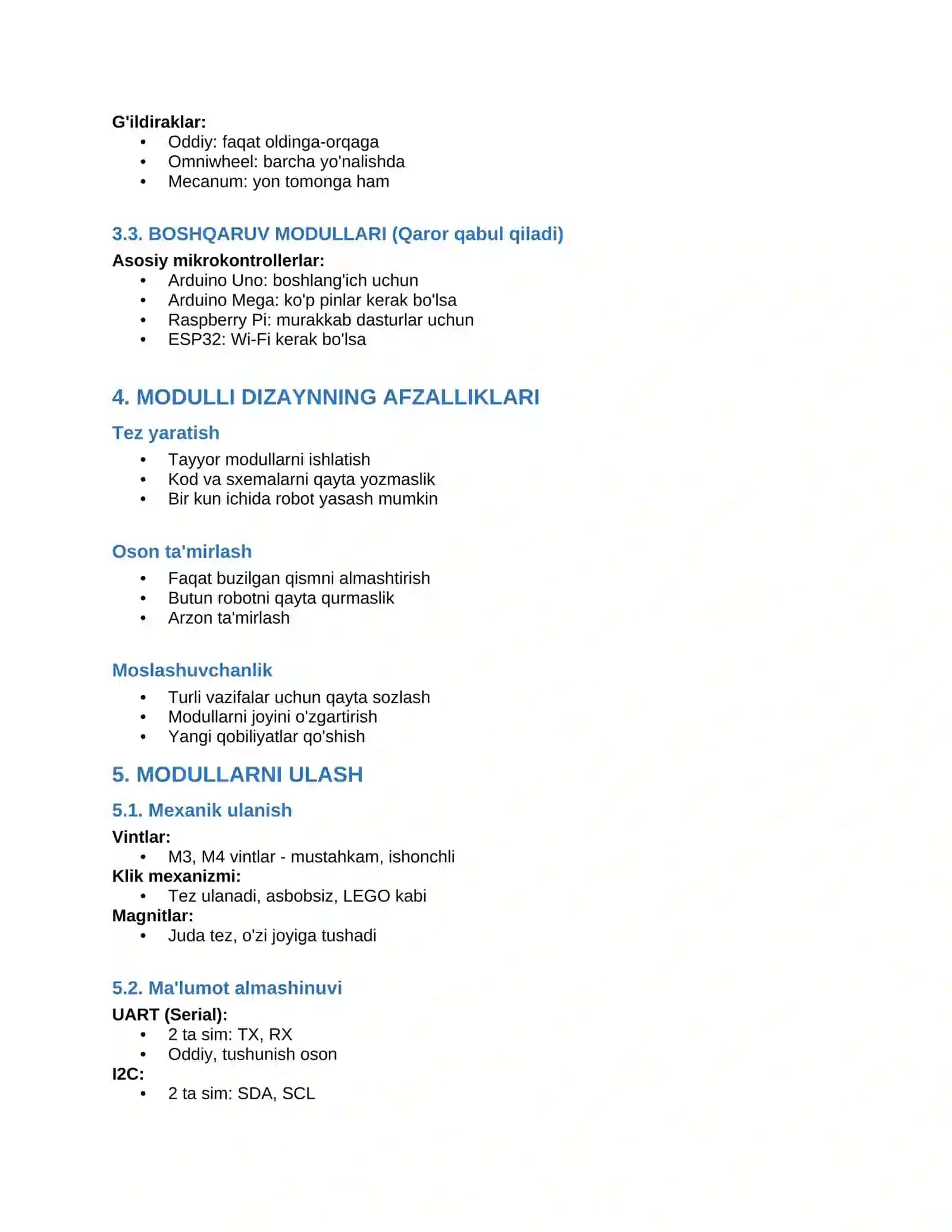 ROBOTNING MODUL QURISH PRINTSIPI 2