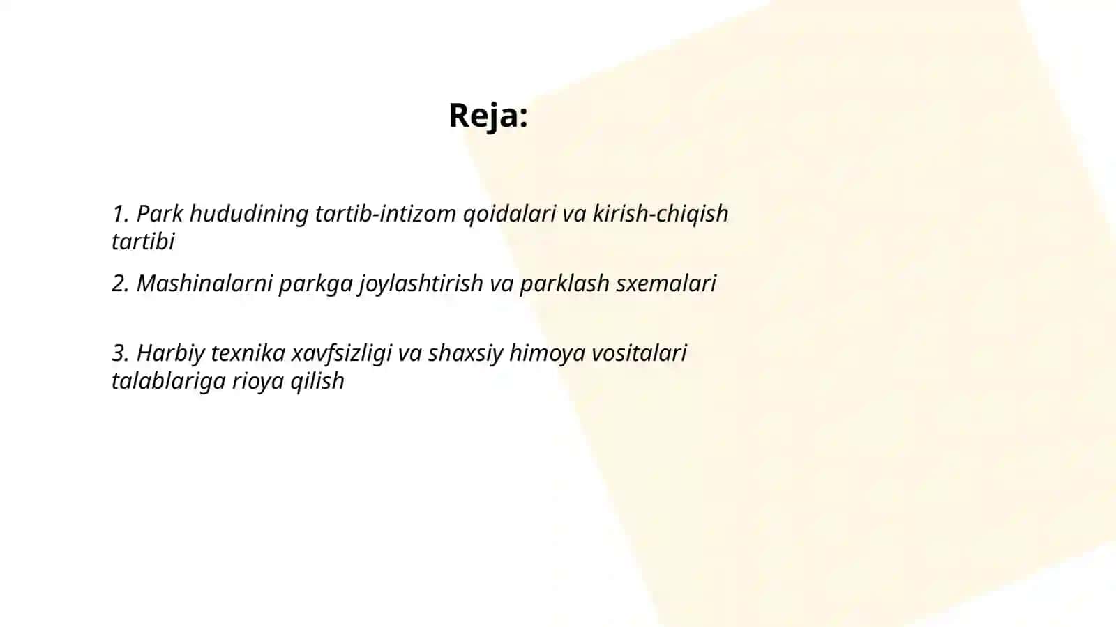 Park ichki tartibni tashkillashtirish 2