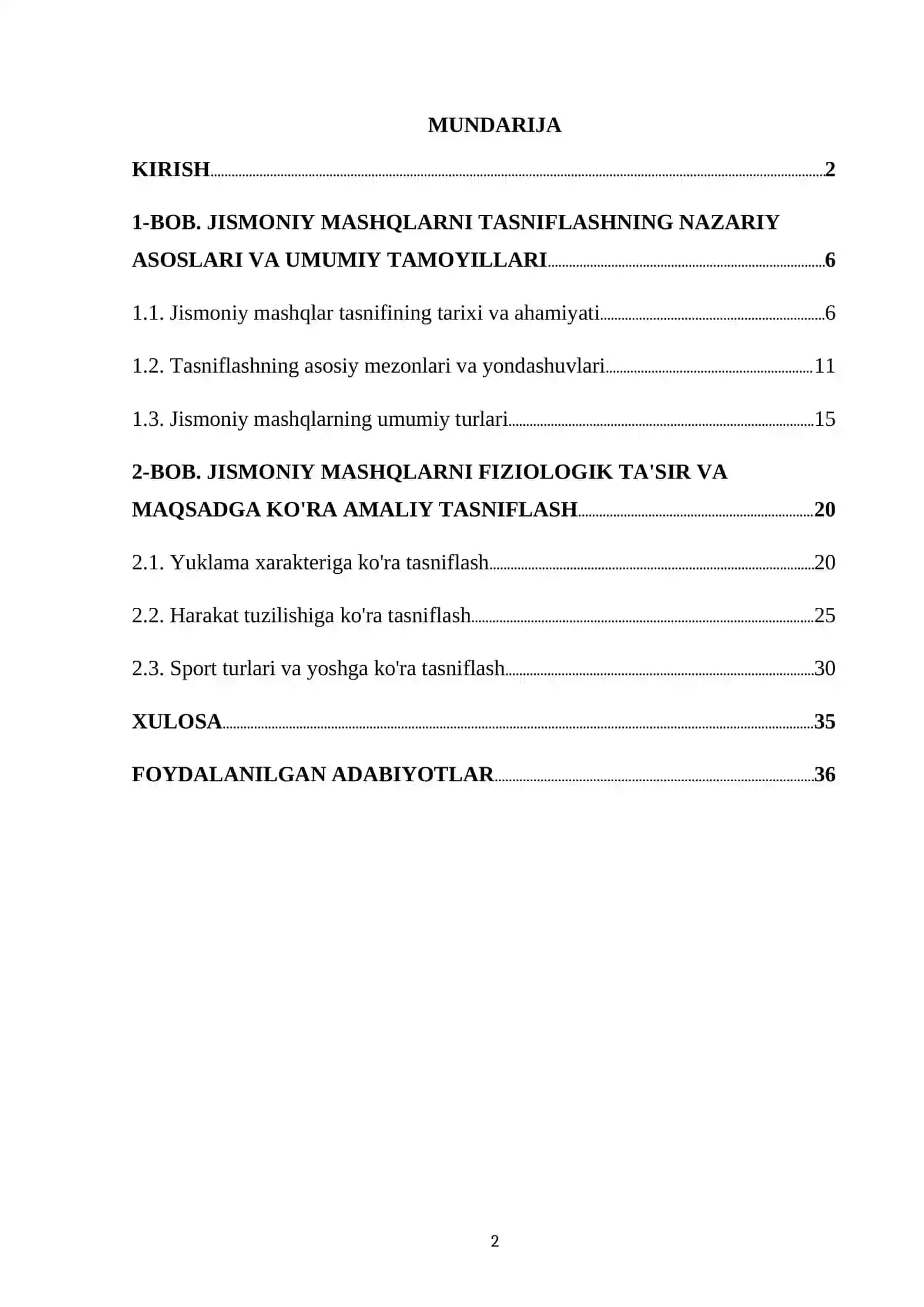 JISMONIY MASHQLARNING KLASSISFIKATSIYASI 2