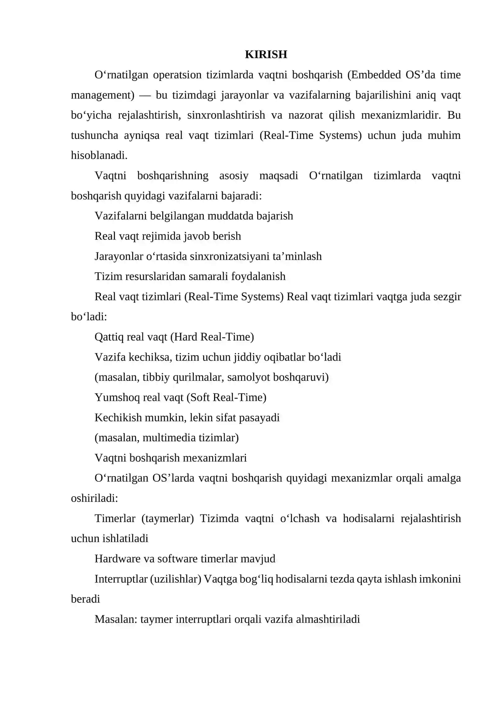 O‘RNATILGAN OPERATSION TIZIMLARDA VAQTNI BOSHQARISH 2
