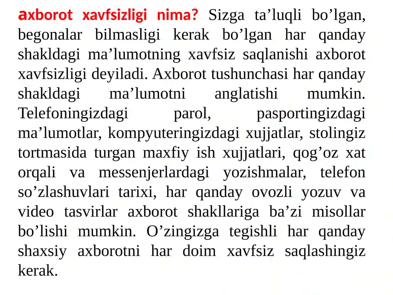 axborotxavfsizligi nima? 2