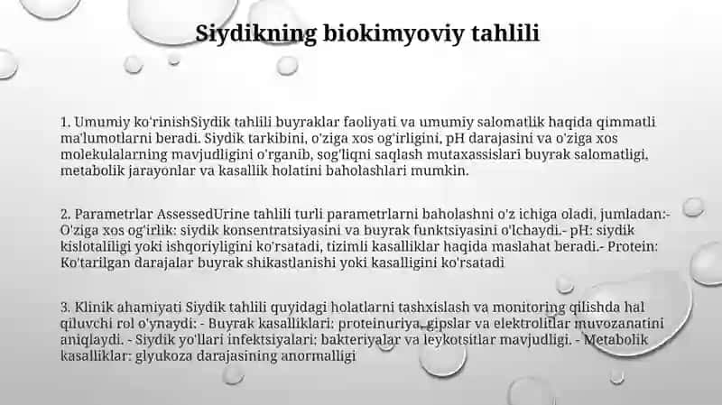 Siydikning Umumiy Taxlili Buyrakning Funksional Sinamalari 2