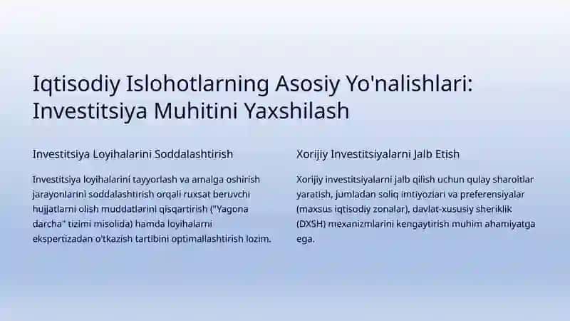 Kapital Qurilishda Iqtisodiy Islohotlarni Chuqurlashtirish: Asosiy Yo'nalishlar va Muammolar 2