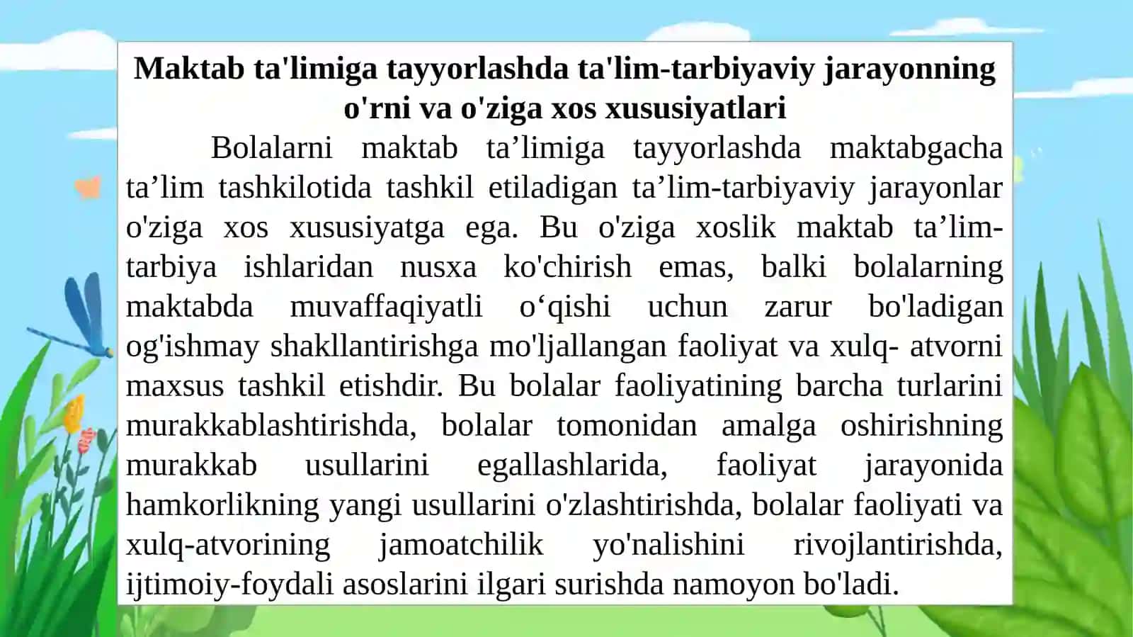 Maktabta’limida bolalar faoliyatini tashkil etishnig ahamiyati 2