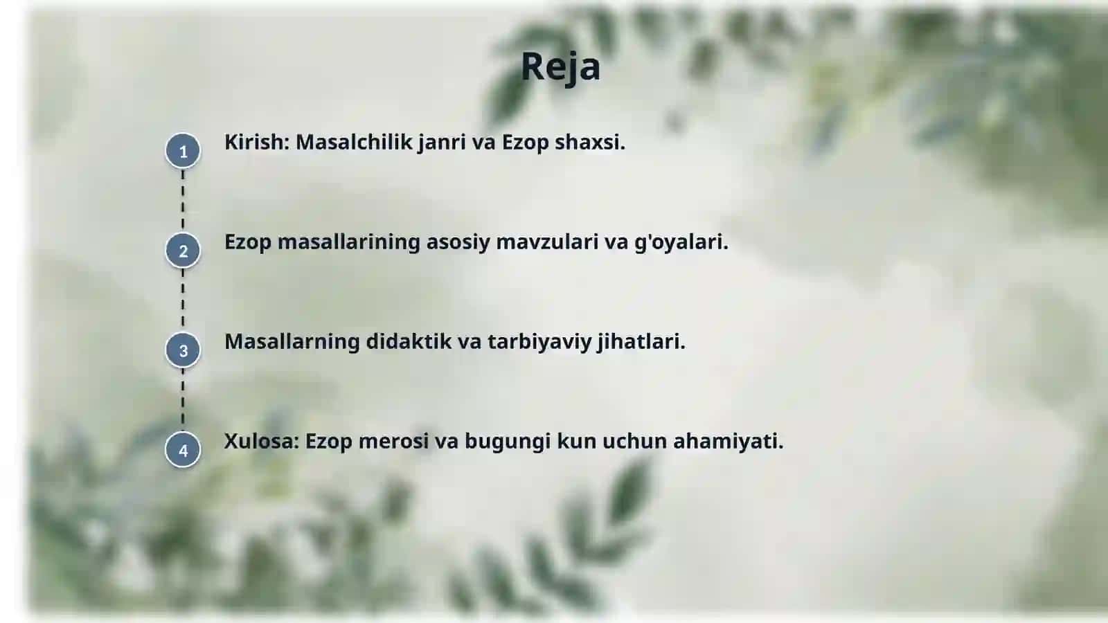 5 sinf Adabiyot fanidan Ezop  masalalari mavzusida 2