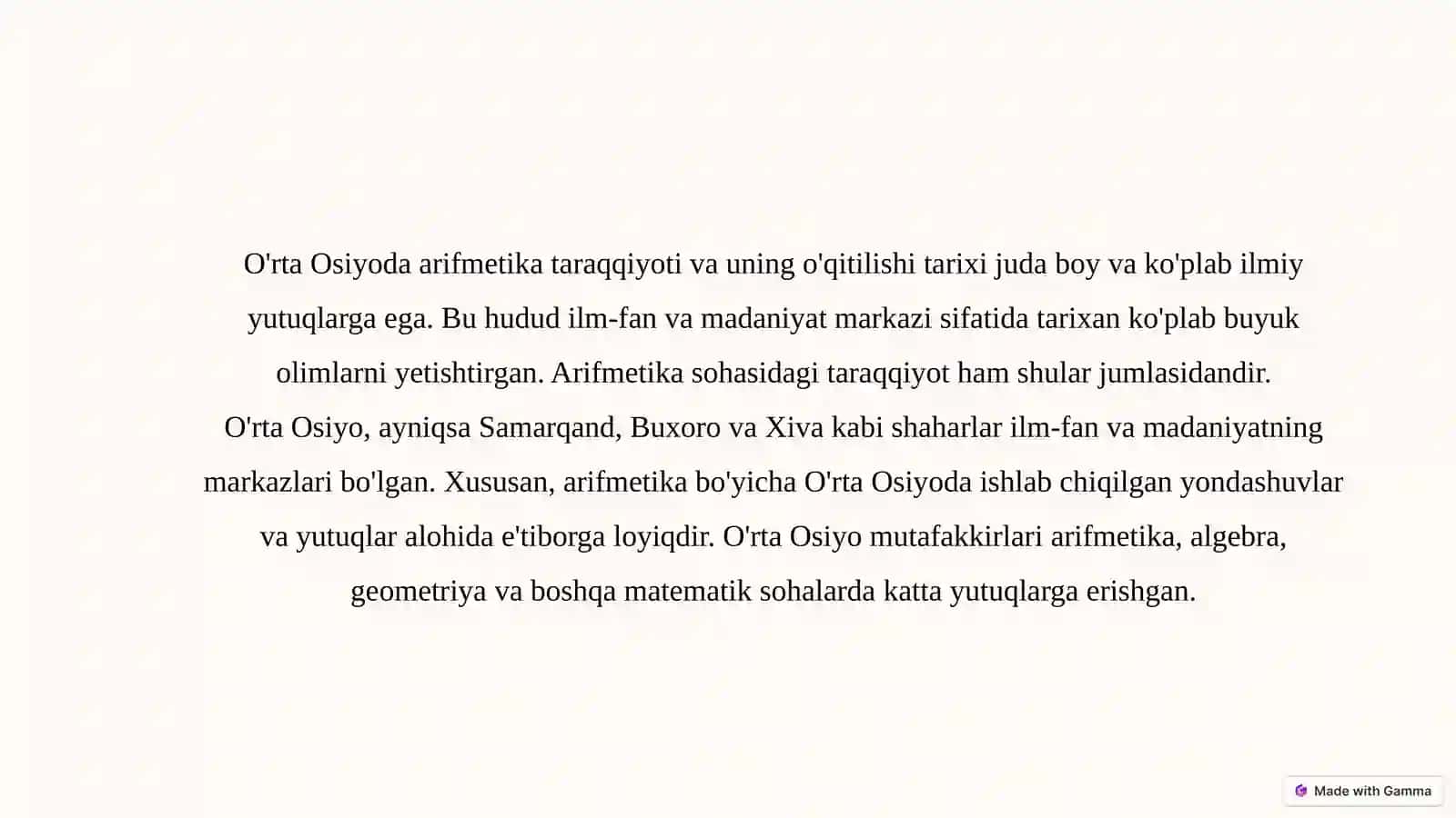 O'rtaosiyoda arifmetika taraqqiyoti va uning O'qitilishi tarixi 2