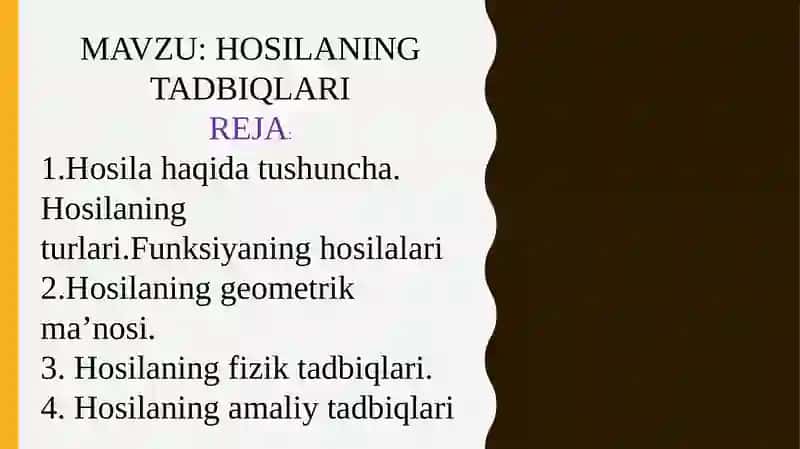 Hosilaning tadbiqlari 2
