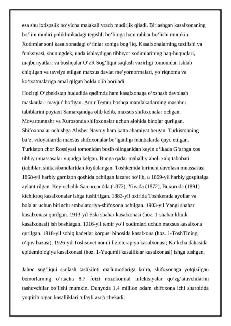 DAVOLASH MUASSASALARINING FAOLLIYATI BILAN TANISHUV 2