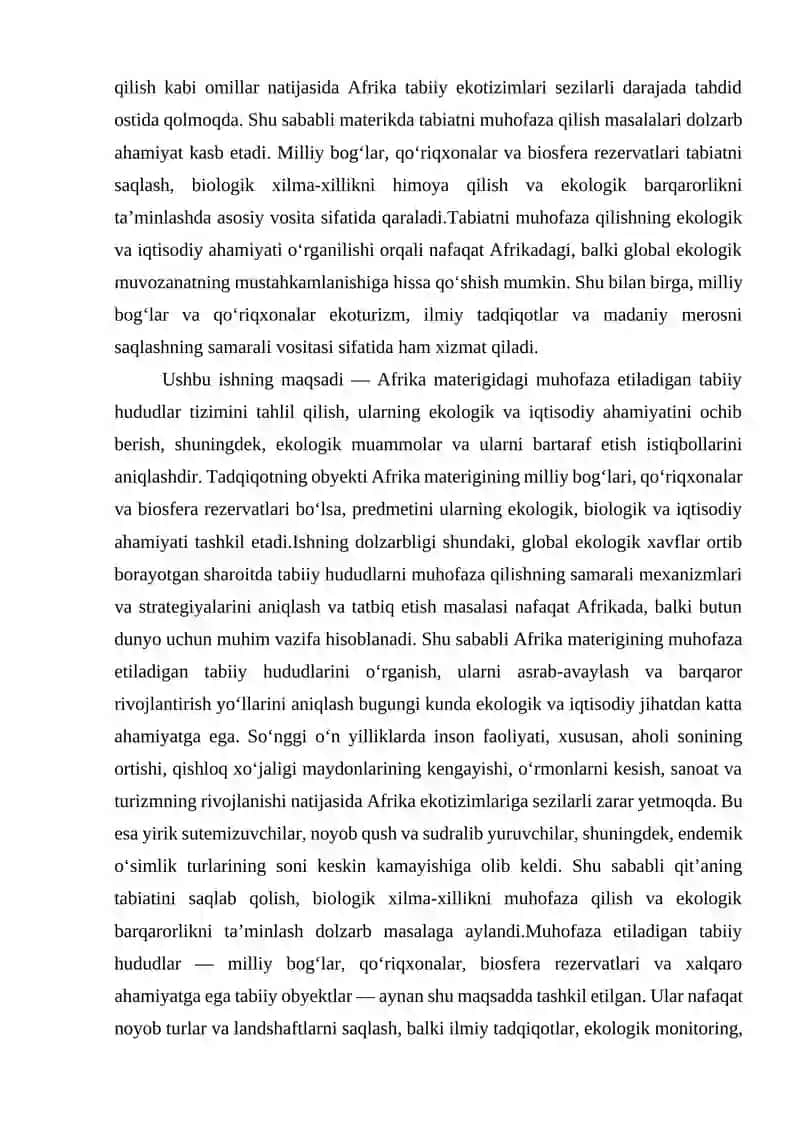 Afrika materigining muhofaza etiladigan tabiiy hududlar 2