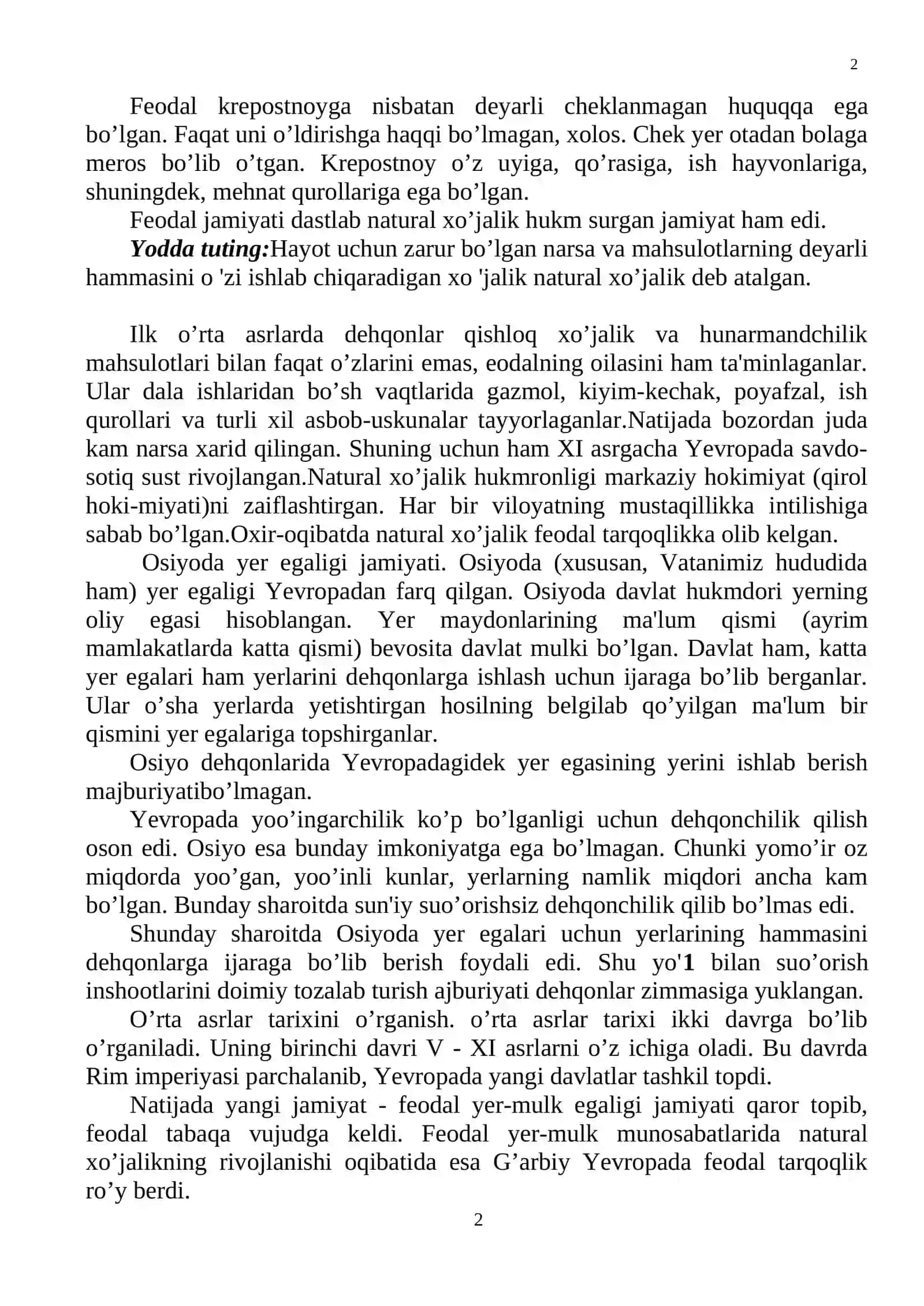 O'rta asrlar tarixi 2