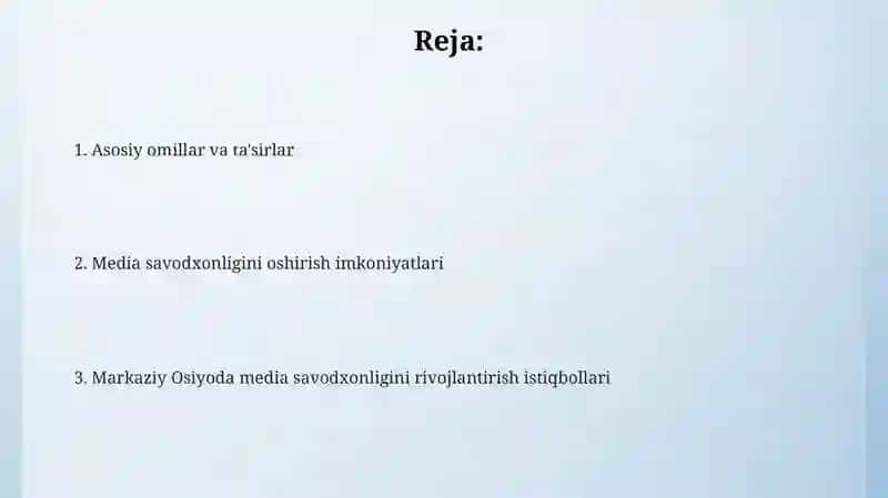 Markaziy Osiyoda media savodxonlik darajasiga ta'sir etuvchi omillar 2