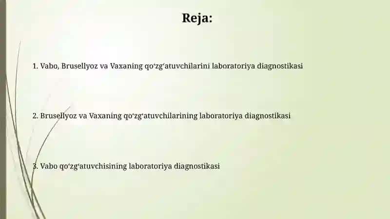 Vabo, Brusellyoz va Vaxaning qoʻzgʻatuvchilarini laboratoriya diagnostikasi 2