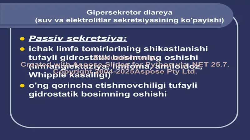 Diareya sindromli kasalliklarni differentsial diagnostikasi va davolash tamoyillari 2