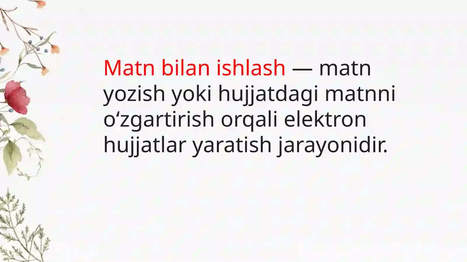 Matnli hujjat bilan ishlashni boshlash 2