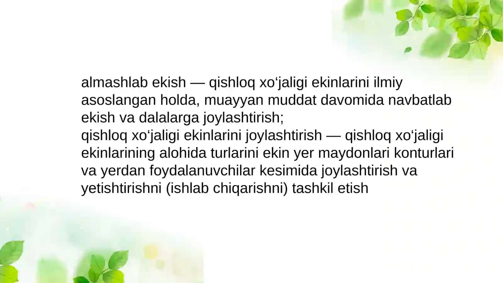 Qishloq xo‘jaligi ekinlarini joylashtirish 2