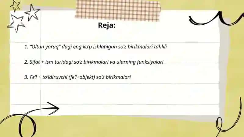 "Oltun yoruq" dagi so‘z birikmalari 2