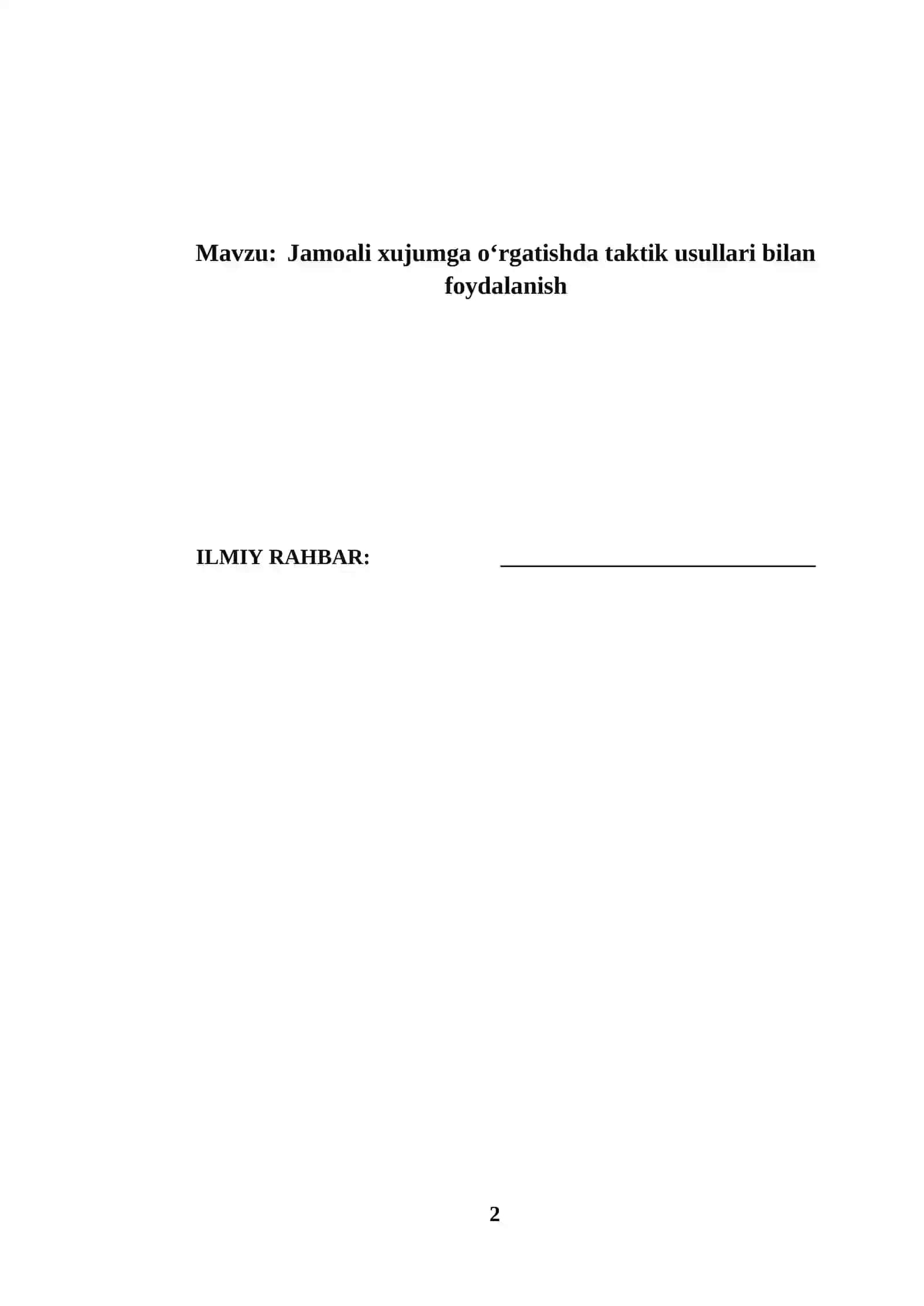 Jamoali xujumga o‘rgatishda taktik usullari bilan foydalanish 2
