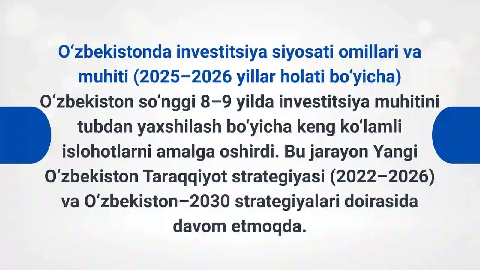 O‘zbekistonda investitsiya siyosati omillari va muhiti 2