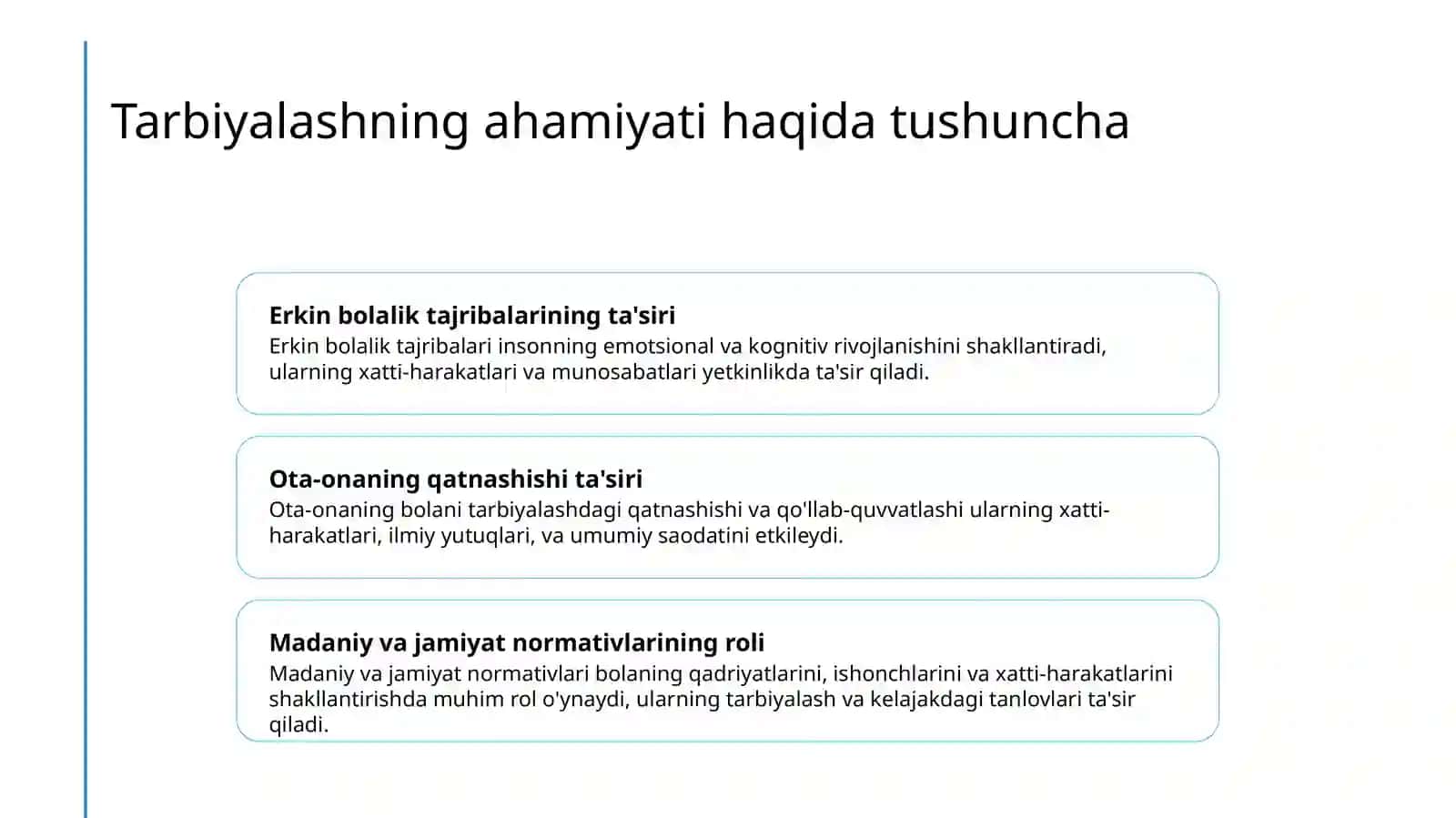 Boshlang'ich talimda tarbiya jarayoni Mohiyati va Mazmuni 2