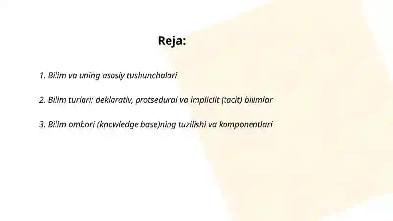 Bilim, bilim ombori va ekspert tizimlari 2