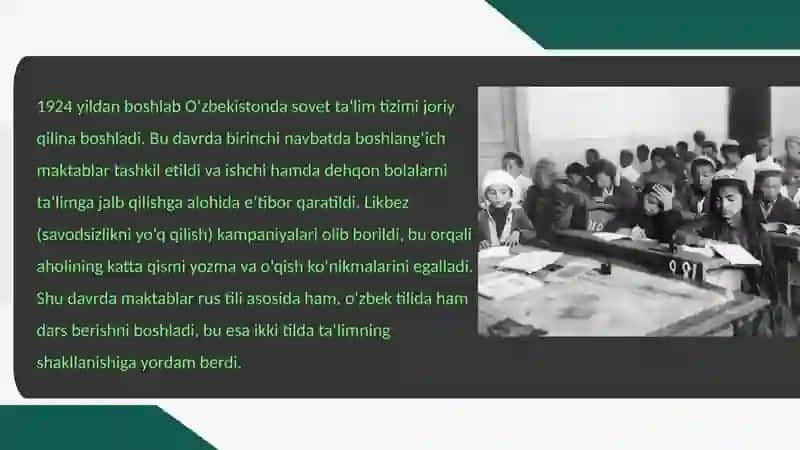 1924-1991 yillarda O‘zbekistonda ta’lim tizimi va pedagogik fikirlar 2