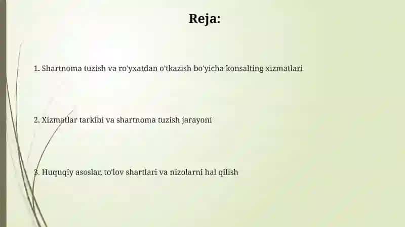 Tuzish va ro‘yxatdan o‘tkazish bo‘yicha maslahat xizmatlari 2