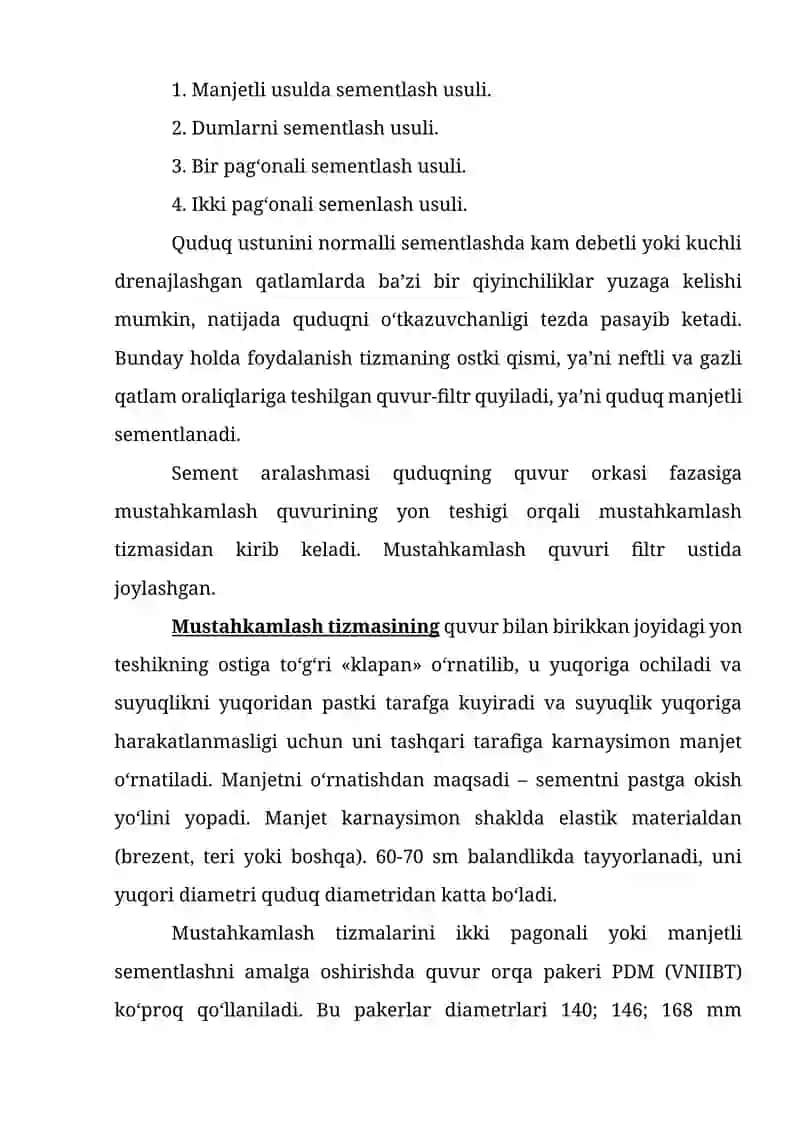 QUDUQLARNI SEMENTLAShDAN MAQSAD VA TURLARI 2
