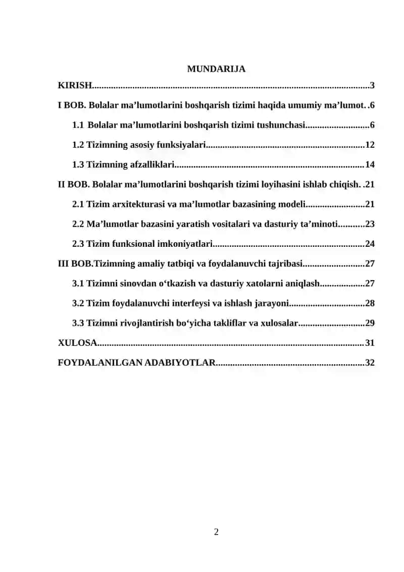 Bolalar bogʻchasi uchun bolalar maʼlumotlarni boshqarish tizimi 2