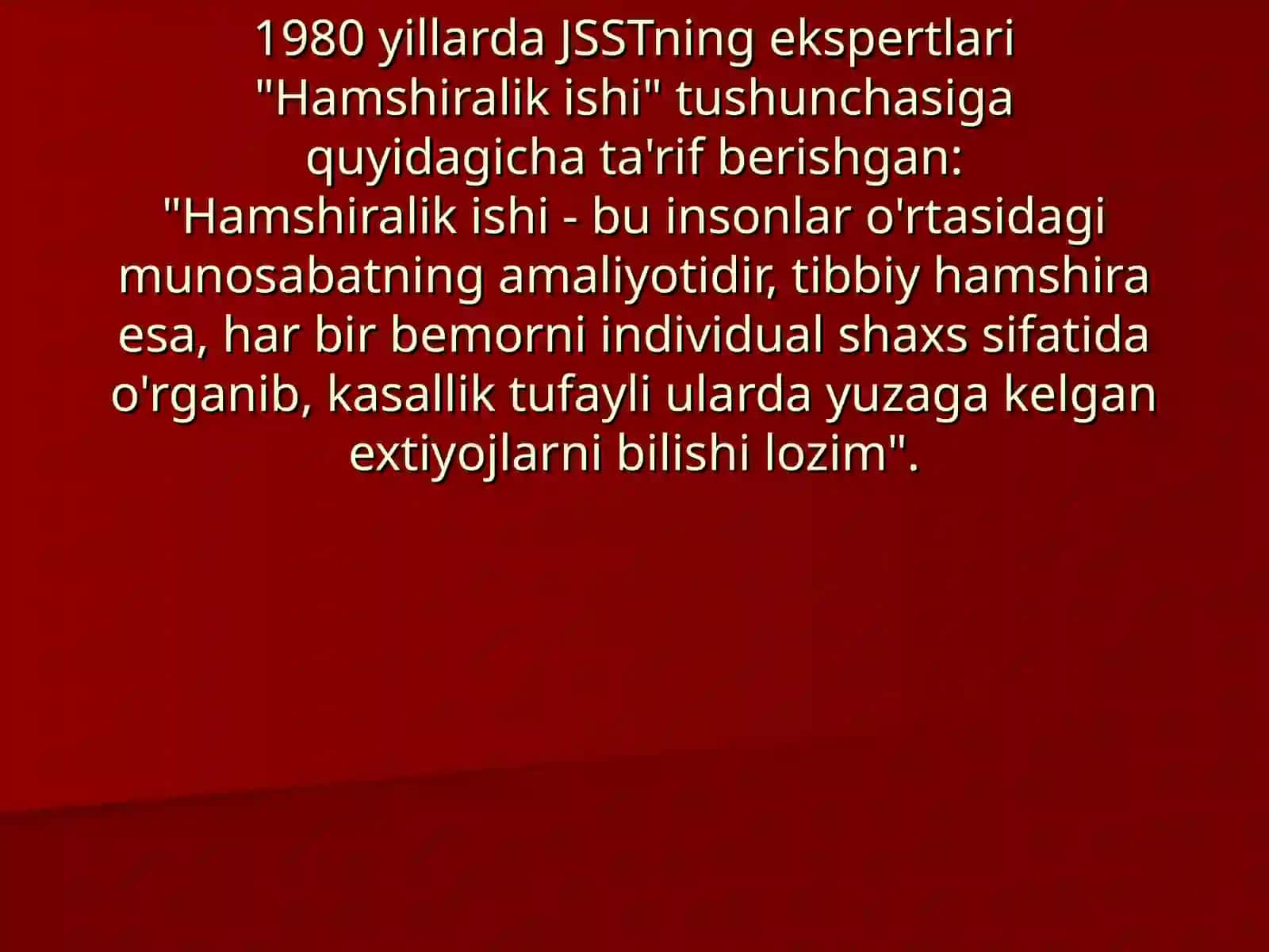 Hamshiralik ishi faniga kirish. Hamshiralik ishining tarixi va rivojlanishi 2