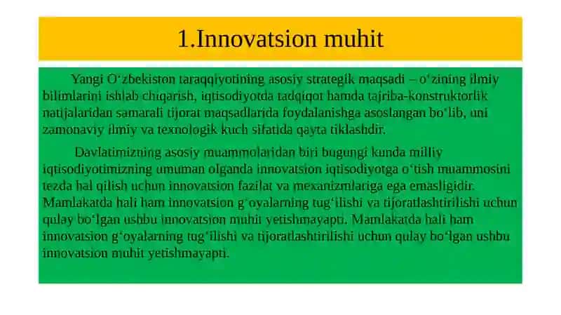 Innovatsion faoliyatni rivojlantirish omillari 2