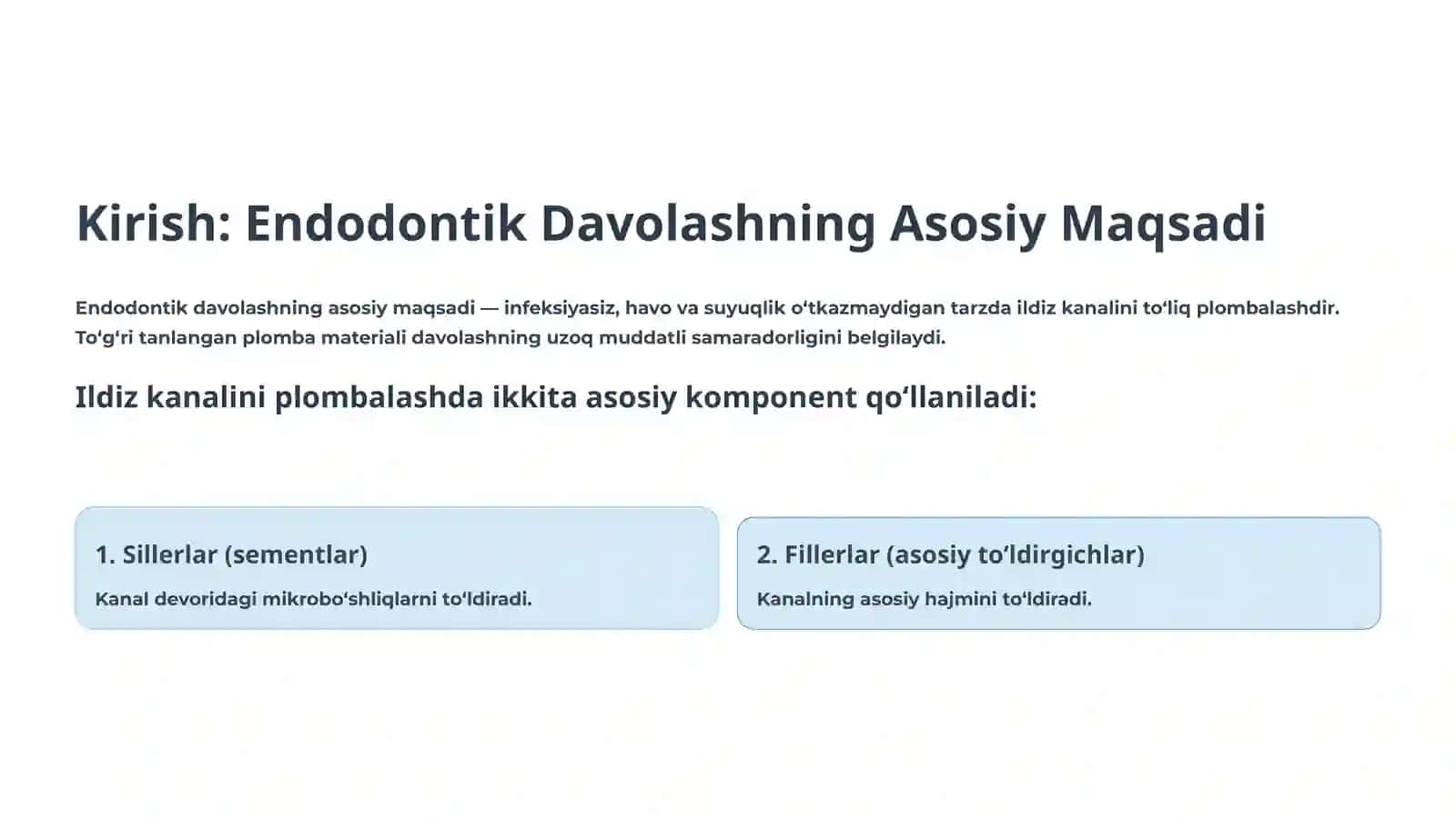 Ildiz Kanalini Plombalashda Qo‘llaniladigan Plomba Materiallari 2