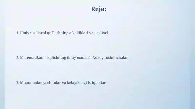 Matematika o‘qitishning ilmiy metodlari 2