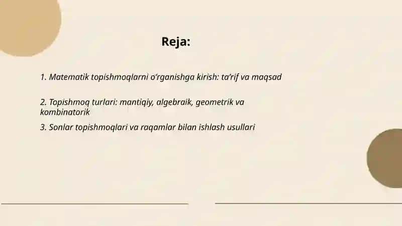 Matematik topishmoqlarni oʻrganish 2