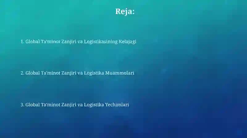 Global Ta'minot Zanjiri va Logistikasi 2