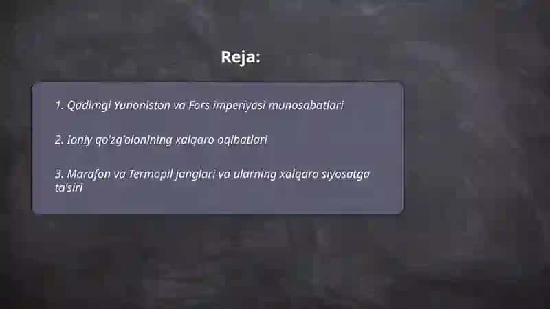 Qadimgi Yunonistonda xalqaro munosabatlar. xalqaro munosabatlar tarxi 2