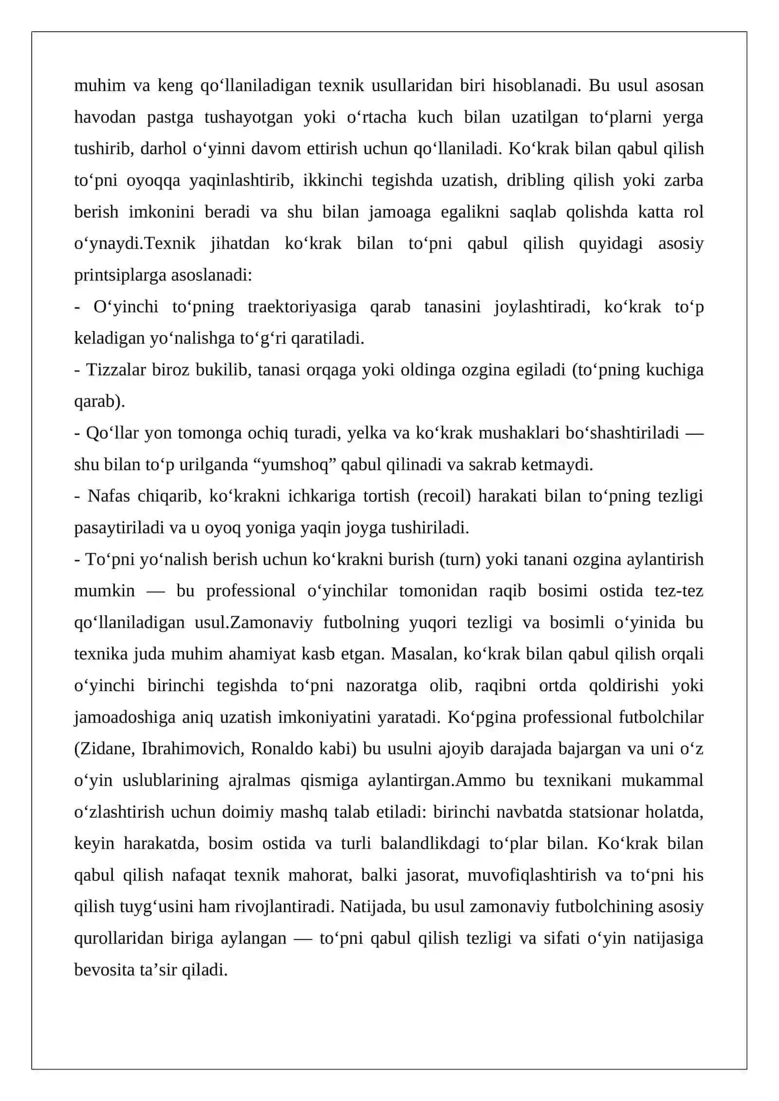 Ko‘krak bilan to‘pni qabul qilish 2