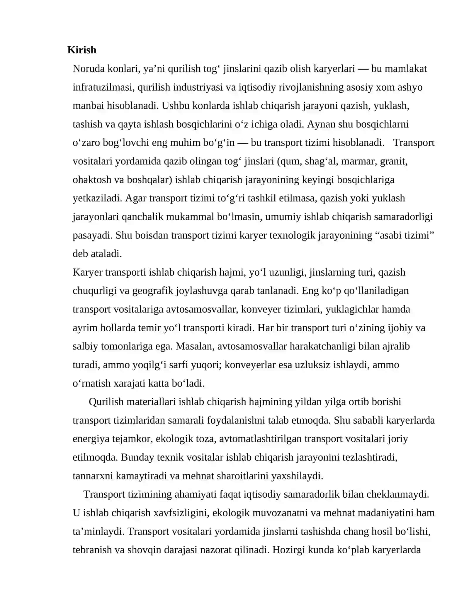 Noruda konlari, ya’ni qurilish tog‘ jinslarini qazib olish karyerlari 2