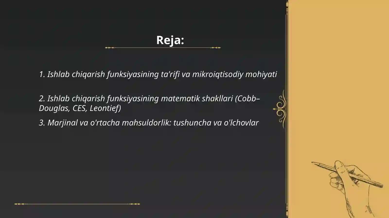 Ishlab chiqarish funksiyasini va uning mikroiqtisodiy tahlili 2