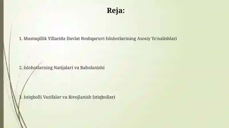 Mustaqillik Yillarida Davlat Boshqaruvi Islohotlarining Asosiy Yo'nalishlari 2