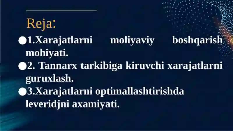 KORXONALARDA XARAJATLARNI BOSHQARISH 2