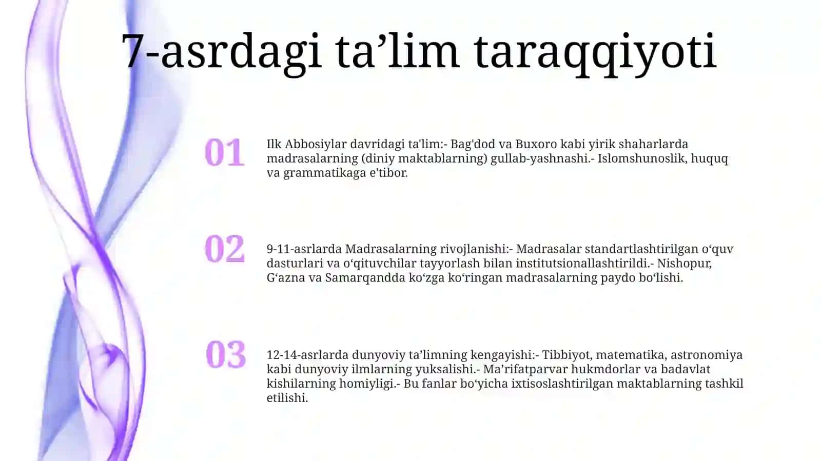 Vii Asrdan Xiv Asrning Birinchi Yarmigacha O’Rta Osiyoda Tarbiya, Maktab VaPedagogikFikrlar 2