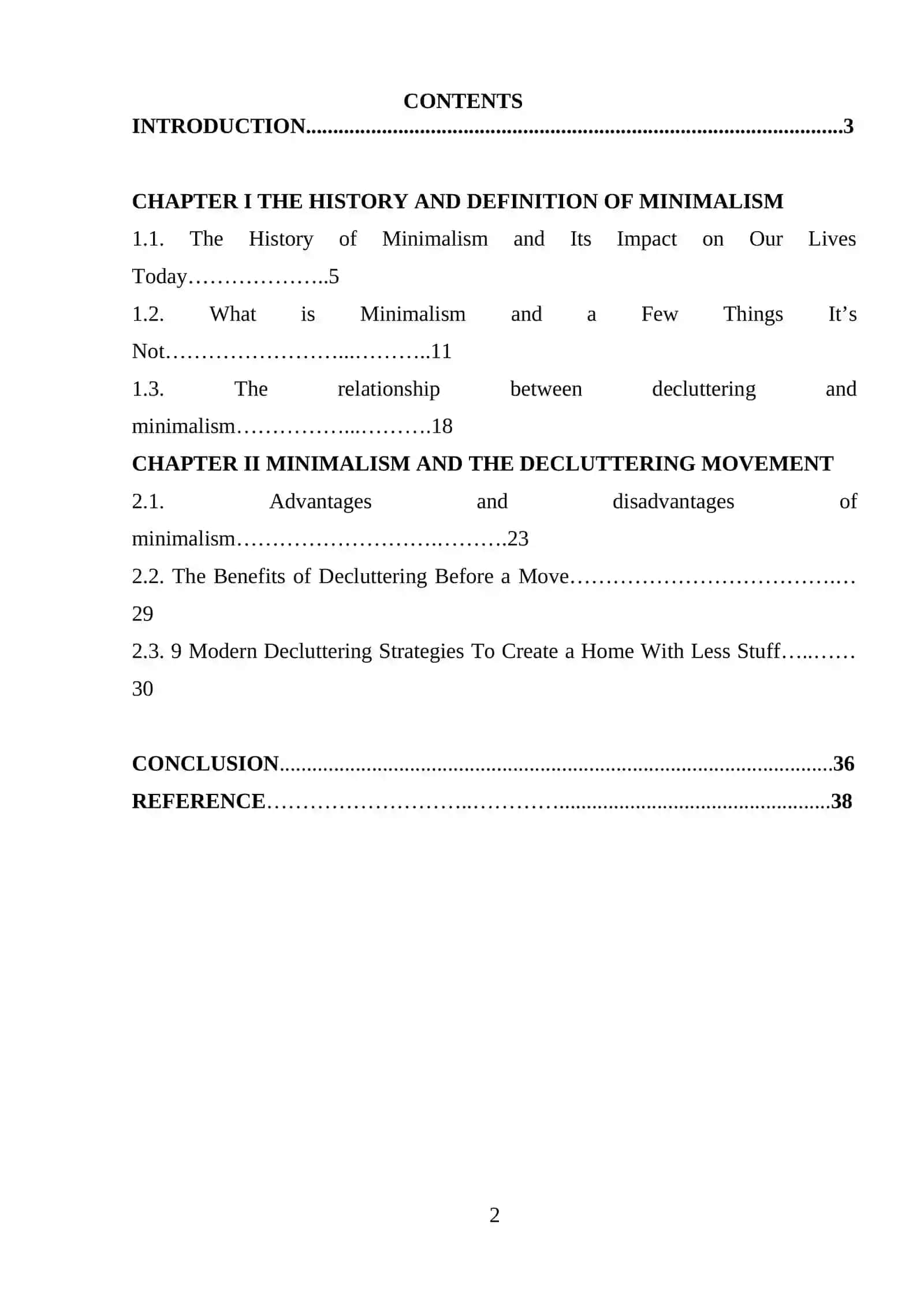Course paper on Minimalism and the Decluttering Movement 2