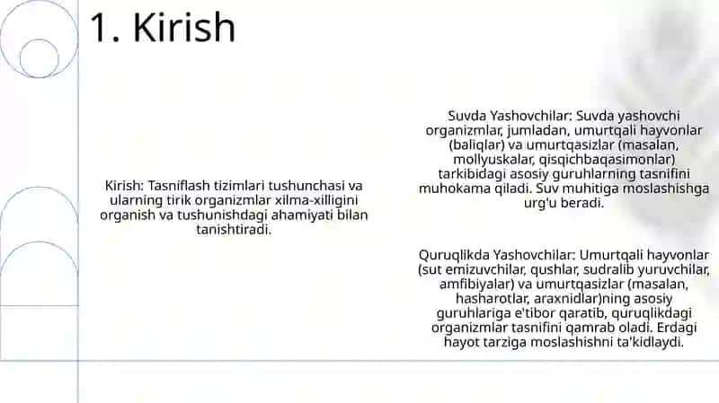 Suvda Hamda Quruqlikda Yashovchilar Sinfi Sistematikasi 2