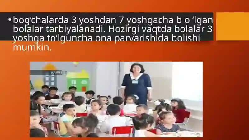 Maktabgacha bolgan bolalar muassasalari davlat tibbiy xizmatni ta'lim 2