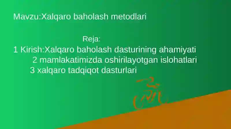 Xalqaro baholash metodlari 2