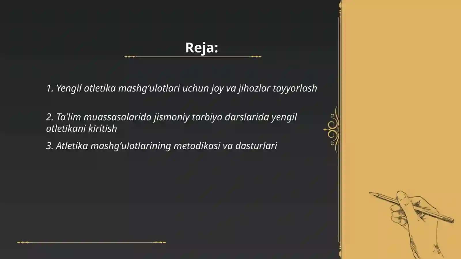 Ta'lim muassasalarida yengil atletika mashgʻulotlarini tashkil qilish va oʻtkazish 2